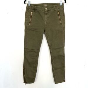 Mother Crop Zip Muse Jeans Blow Out Olive Green Zip Ankle Size 26 mc